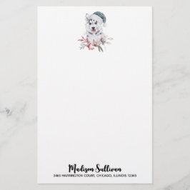 Christmas Husky Dog in a Santa Hat Briefpapier