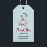 Christmas Husky Dog in a Santa Hat Cadeaulabel<br><div class="desc">Gift labels met een griezelig en schattig schilderij van een husky hond met een blauwe kersthoed.</div>