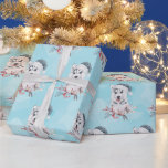 Christmas Husky Dog in a Santa Hat Cadeaupapier<br><div class="desc">Het verpakken van papier met een griezelig en schattig schilderij van een husky hond met een blauwe kersthoed.</div>