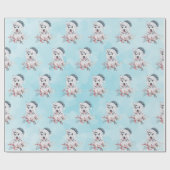 Christmas Husky Dog in a Santa Hat Cadeaupapier (Vlak)