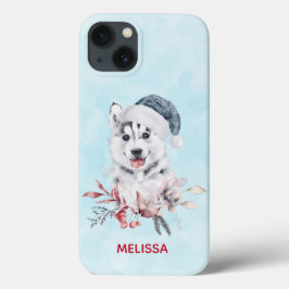 Christmas Husky Dog in a Santa Hat Case-Mate iPhone Case