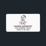 Christmas Husky Dog in a Santa Hat Etiket<br><div class="desc">Adresetiketten met een griezelig en schattig schilderij van een husky dog met een blauwe kersthoed.</div>