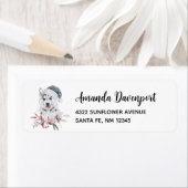 Christmas Husky Dog in a Santa Hat Etiket (Insitu)