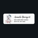 Christmas Husky Dog in a Santa Hat Etiket<br><div class="desc">Retouradreslabels met een griezelig en leuk waterverf schilderij van een husky dog met een blauwe kersthoed.</div>