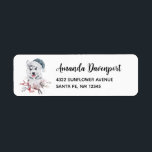 Christmas Husky Dog in a Santa Hat Etiket<br><div class="desc">Retouradreslabels met een griezelig en leuk waterverf schilderij van een husky dog met een blauwe kersthoed.</div>