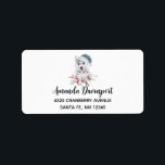 Christmas Husky Dog in a Santa Hat Etiket<br><div class="desc">Adresetiketten met een griezelig en schattig schilderij van een husky dog met een blauwe kersthoed.</div>