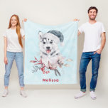 Christmas Husky Dog in a Santa Hat Fleece Deken<br><div class="desc">Een deken met een griezelig en schattig schilderij van een husky dog met een blauwe kersthoed.</div>