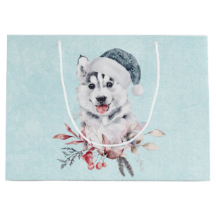 Christmas Husky Dog in a Santa Hat Groot Cadeauzakje