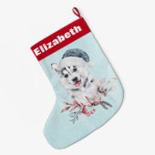 Christmas Husky Dog in a Santa Hat Grote Kerstsok (Achterkant (Hangend))