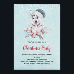 Christmas Husky Dog in a Santa Hat Kaart<br><div class="desc">Een kerstfeestelijke uitnodiging met een griezelig en schattig schilderij van een husky dog met een blauwe kersthoed.</div>