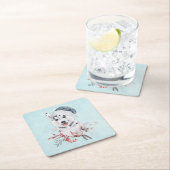 Christmas Husky Dog in a Santa Hat Kartonnen Onderzetters (Insitu)