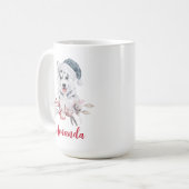 Christmas Husky Dog in a Santa Hat Koffiemok (Voorkant links)