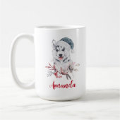 Christmas Husky Dog in a Santa Hat Koffiemok (Links)