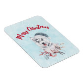 Christmas Husky Dog in a Santa Hat Magneet (Rechterzijde)