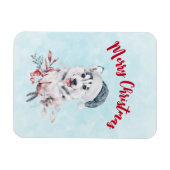 Christmas Husky Dog in a Santa Hat Magneet (Horizontaal)