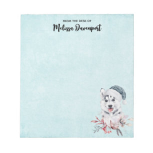 Christmas Husky Dog in a Santa Hat Notitieblok