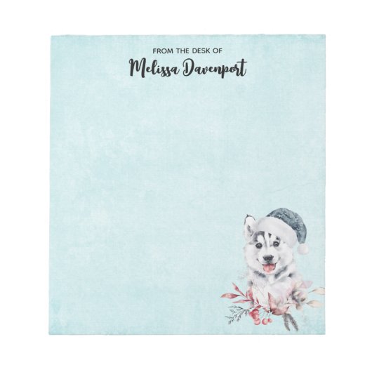 Christmas Husky Dog in a Santa Hat Notitieblok (Voorkant)