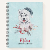 Christmas Husky Dog in a Santa Hat Notitieboek (Voorkant)