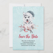 Christmas Husky Dog in a Santa Hat Save The Date (Voorkant)
