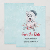 Christmas Husky Dog in a Santa Hat Save The Date (Voorkant / Achterkant)