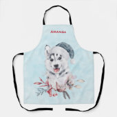 Christmas Husky Dog in a Santa Hat Schort (Voorkant)