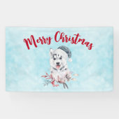 Christmas Husky Dog in a Santa Hat Spandoek (Horizontaal)