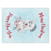 Christmas Husky Dog in a Santa Hat Tafelkleed (Voorkant (Horizontaal))