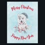 Christmas Husky Dog in a Santa Hat Tafelkleed<br><div class="desc">Een tafellaken met een griezelig en schattig schilderij van een husky hond met een blauwe kersthoed.</div>