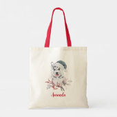 Christmas Husky Dog in a Santa Hat Tote Bag (Achterkant)