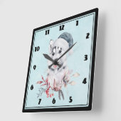 Christmas Husky Dog in a Santa Hat Vierkante Klok (Hoek)