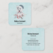 Christmas Husky Dog in a Santa Hat Vierkante Visitekaartje (Voorkant / Achterkant)