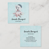 Christmas Husky Dog in a Santa Hat Vierkante Visitekaartje (Voorkant / Achterkant)