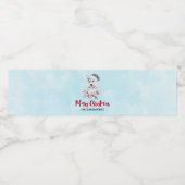 Christmas Husky Dog in a Santa Hat Waterfles Etiket (Enkel label)