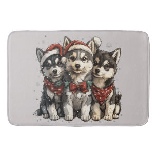 Christmas Husky Dogs Badmat