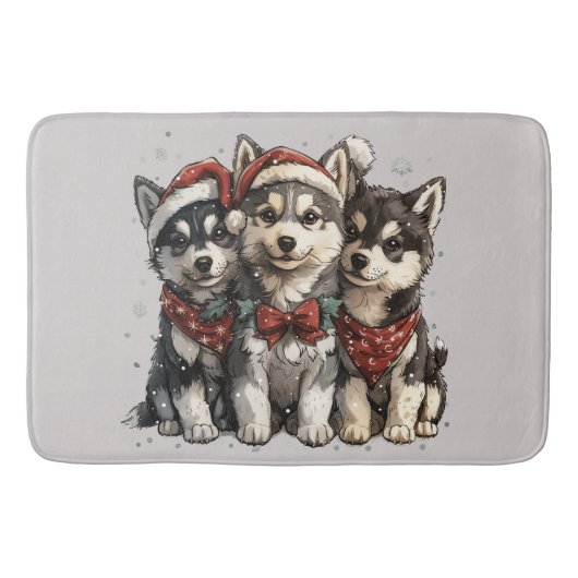 Christmas Husky Dogs Badmat (Voorkant)