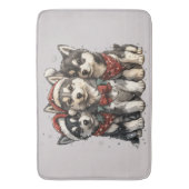 Christmas Husky Dogs Badmat (Voorkant Verticaal)