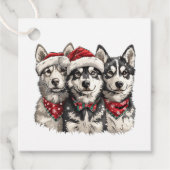 Christmas Husky Dogs Bedankjes Labels (Voorkant)