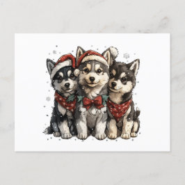 Christmas Husky Dogs Briefkaart