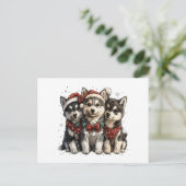 Christmas Husky Dogs Briefkaart (Staand voorkant)