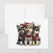Christmas Husky Dogs Briefkaart (Voorkant / Achterkant)