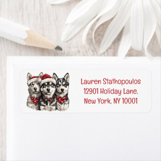 Christmas Husky Dogs Etiket (Insitu)
