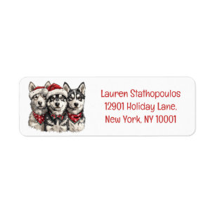 Christmas Husky Dogs Etiket