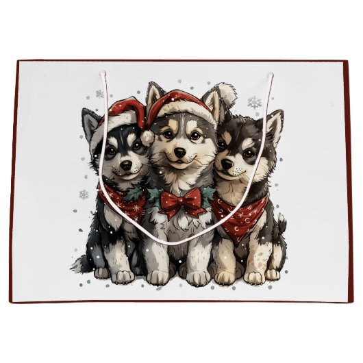 Christmas Husky Dogs Groot Cadeauzakje (Voorkant)