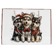 Christmas Husky Dogs Groot Cadeauzakje (Achterkant)