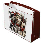 Christmas Husky Dogs Groot Cadeauzakje (Achterkant Gekanteld)