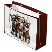 Christmas Husky Dogs Groot Cadeauzakje (Voorkant Gekanteld)