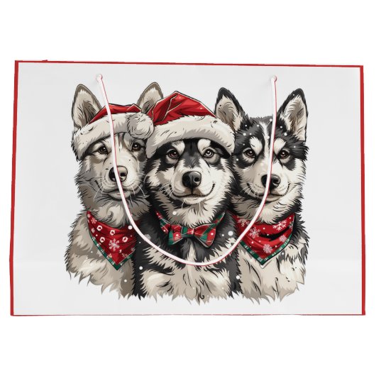 Christmas Husky Dogs Groot Cadeauzakje (Achterkant)