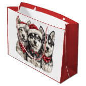 Christmas Husky Dogs Groot Cadeauzakje (Achterkant Gekanteld)