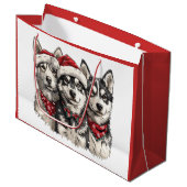 Christmas Husky Dogs Groot Cadeauzakje (Voorkant Gekanteld)