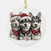 Christmas Husky Dogs Keramisch Ornament (Voorkant)